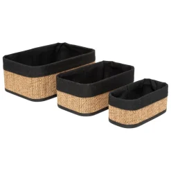 3 paniers en tissu marron
