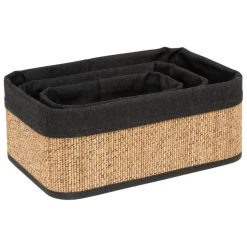 3 paniers en tissu marron