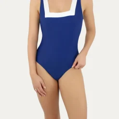 1 Pièce Encolure Carrée Bleu