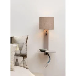 Applique Florence liseuse sable abat-jour lin fonce