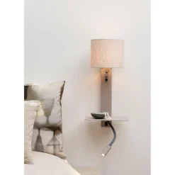 Applique Florence liseuse sable abat-jour lin clair