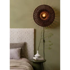 Applique murale Arizona Rotin abat-jour bordeaux