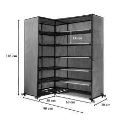 Armoire à chaussure d'angle avzc structure en métal gris