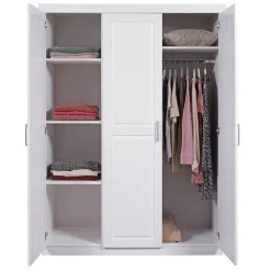 Armoire 3 Portes en Pin massif blanc NOWO