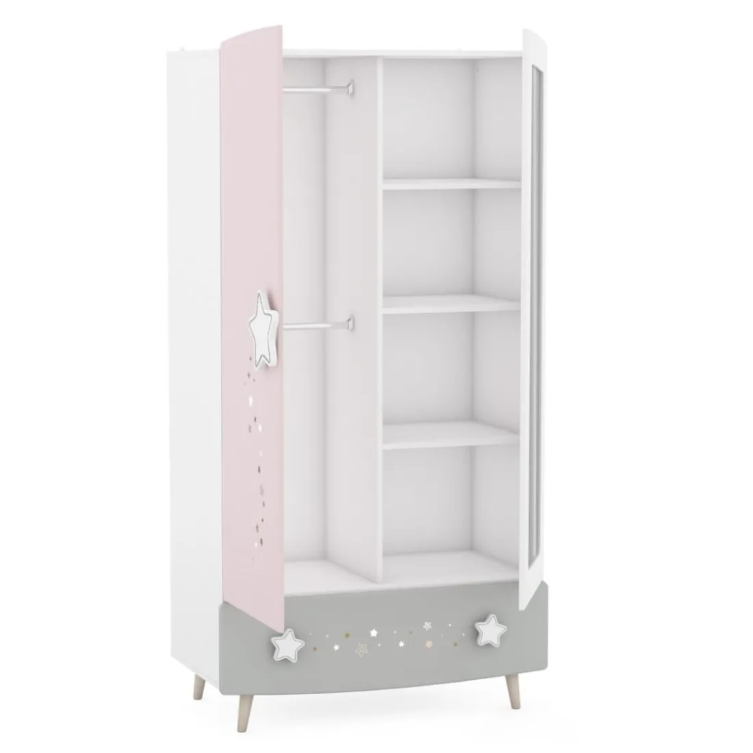 Armoire 2 portes et miroir étoiles