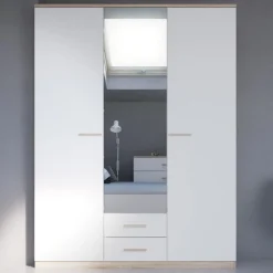 Armoire 3 portes ouvrantes miroirs avec 2 tiroirs Selena