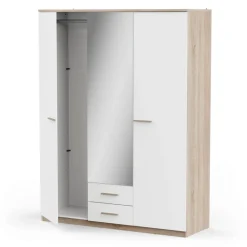 Armoire 3 portes ouvrantes miroirs avec 2 tiroirs Selena
