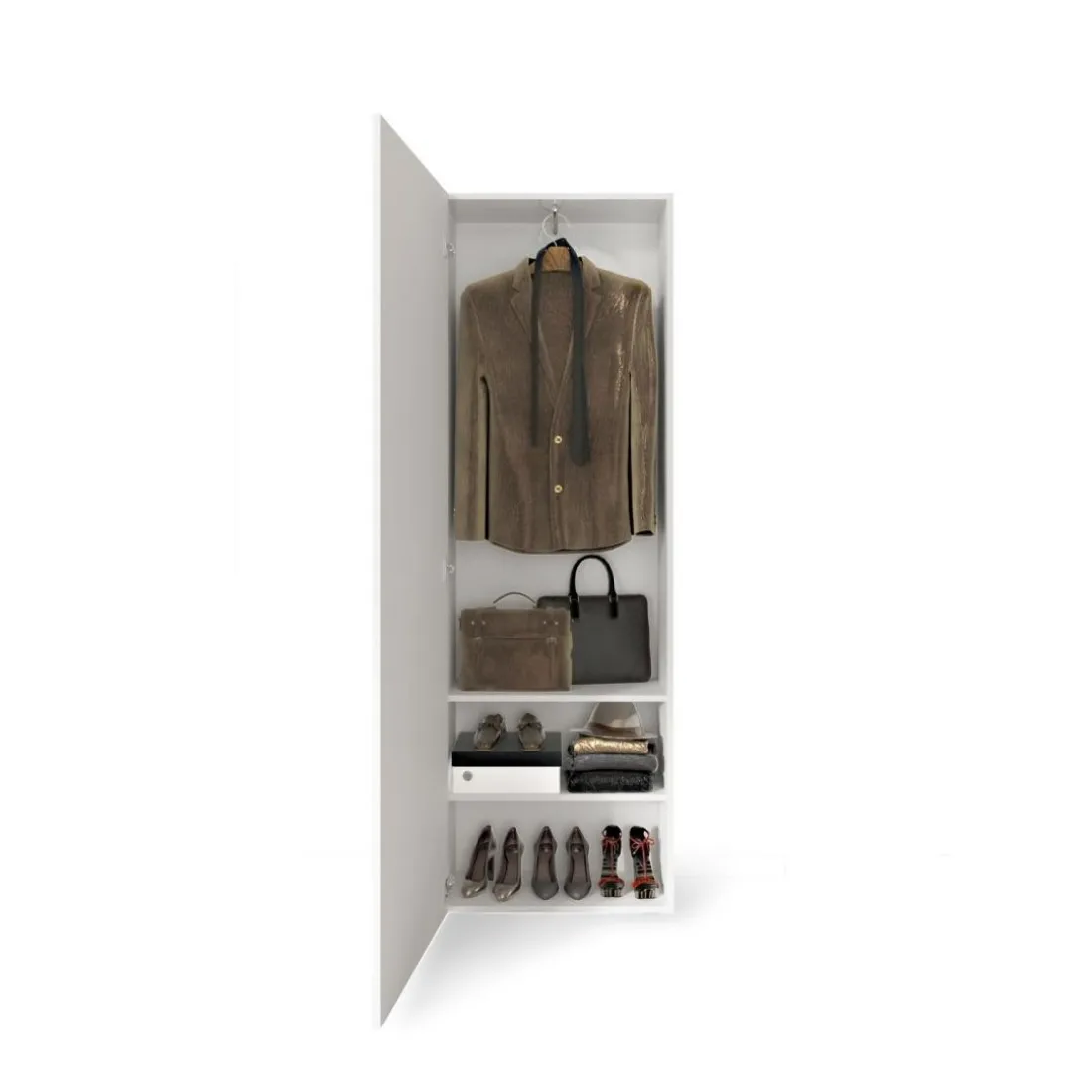 Armoire de couloir Villaricca 1 Porte blanc serigraphie Miroir