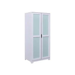 Armoire Fonctionnelle en Bois Massif Gris et Vert Sauge