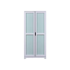 Armoire Fonctionnelle en Bois Massif Gris et Vert Sauge