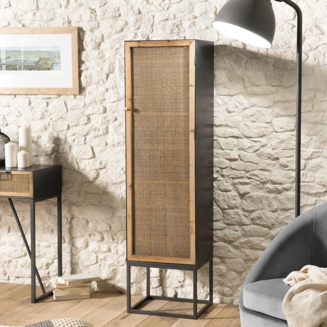 Armoire métal 1 porte cannage - DORIA