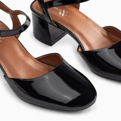 Babies à talon Angelica noires vernies