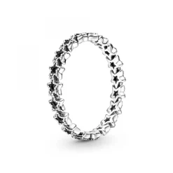 Bague Pandora Moments Couronne d'Étoiles noires Asymétriques - Argent