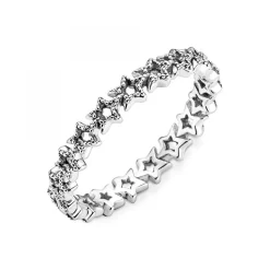 Bague Pandora Moments Couronne d'Étoiles noires Asymétriques - Argent