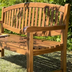 Banc de jardin HANNA ovale en bois teck huilé