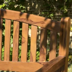 Banc de jardin HANNA ovale en bois teck huilé