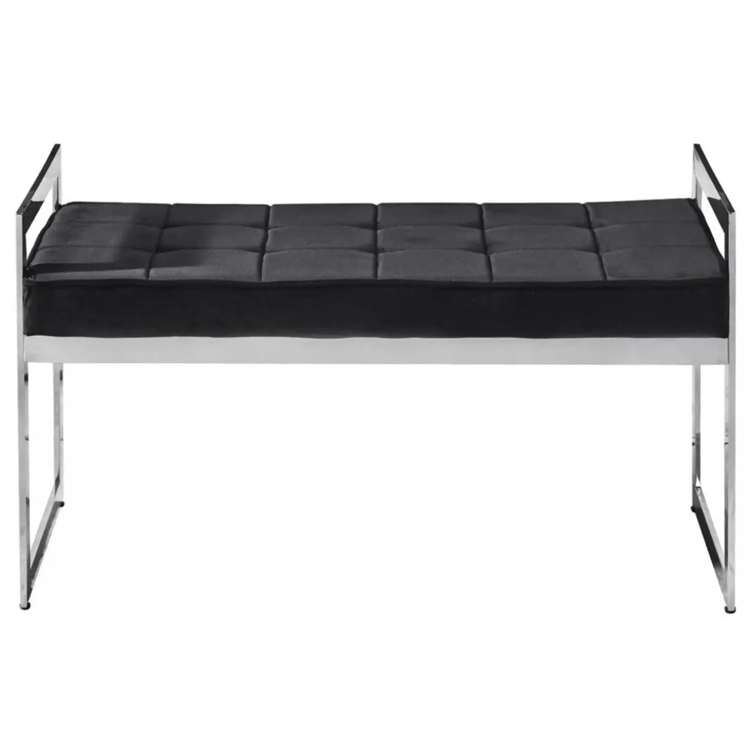 Banquette Velours Noir pieds Argent CODY