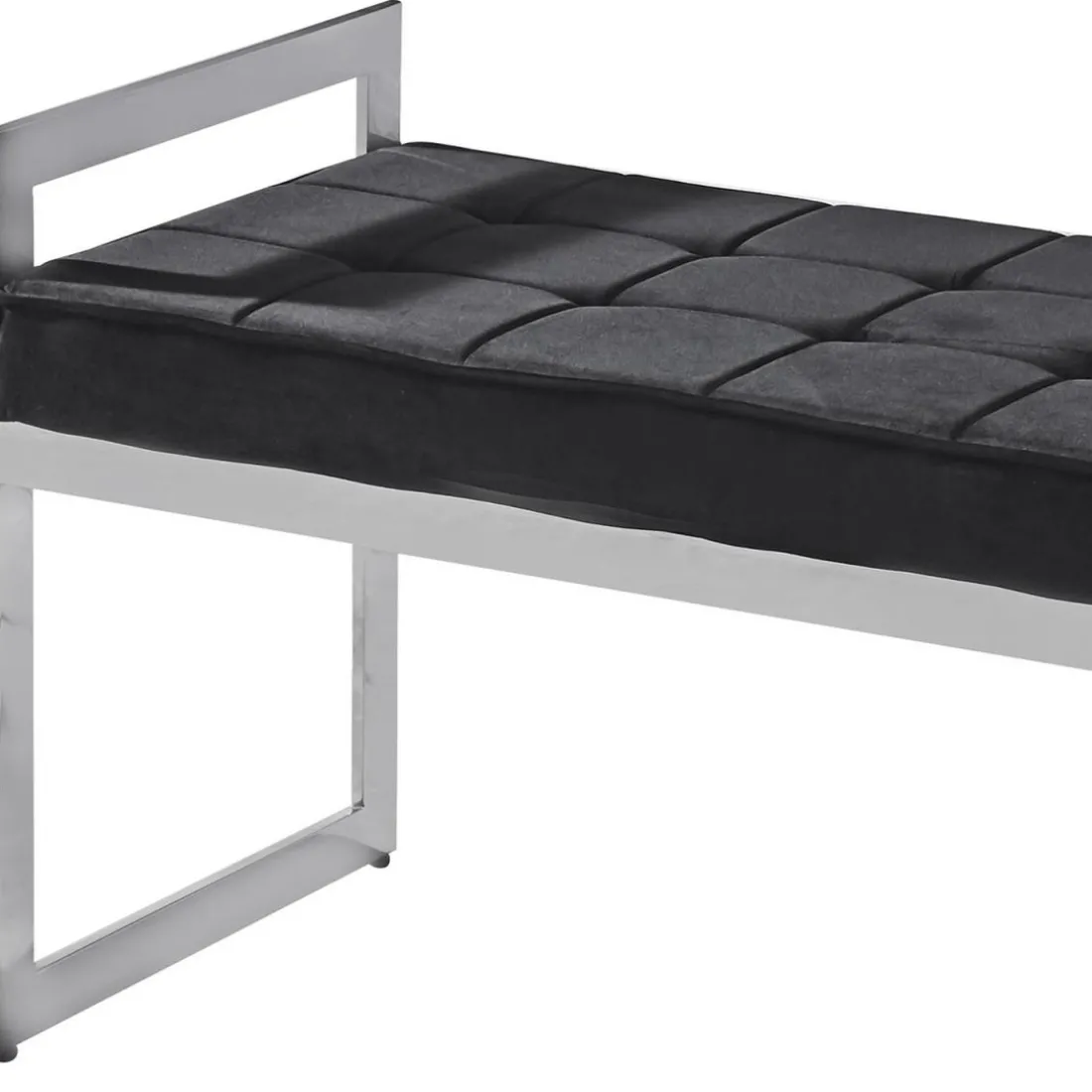 Banquette Velours Noir pieds Argent CODY