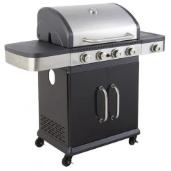 Barbecue gaz FIDGI 4 Brûleurs, réchaud latéral et desserte