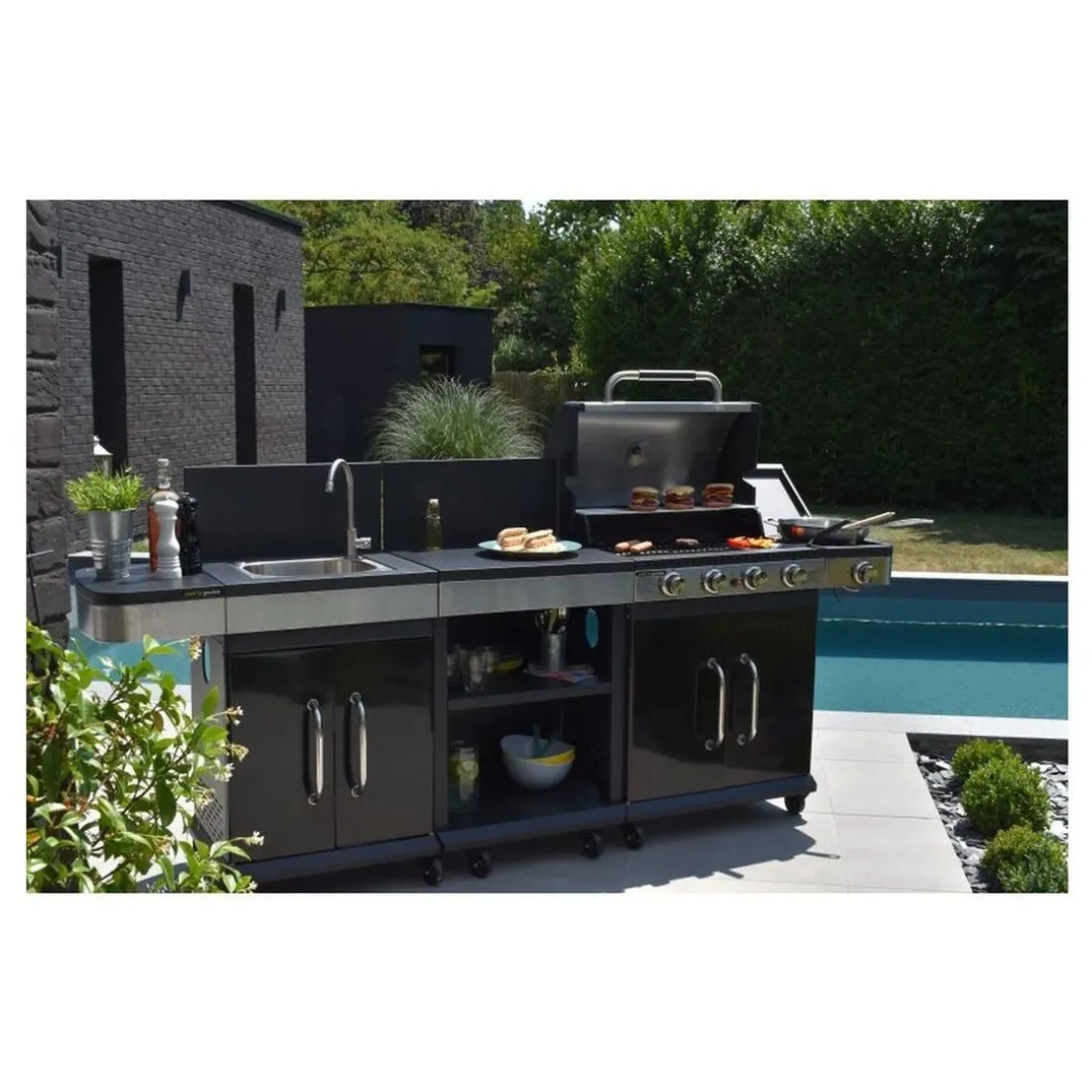 Barbecue gaz FIDGI 4 Brûleurs avec desserte et évier
