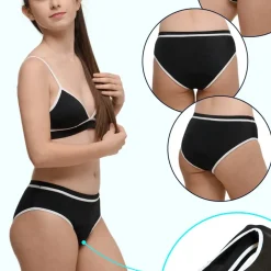 Bas de maillot de bain menstruel Adolescente - Fluxoyen - Ava noir en nylon