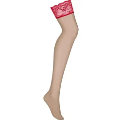 Bas voile et dentelle rouge