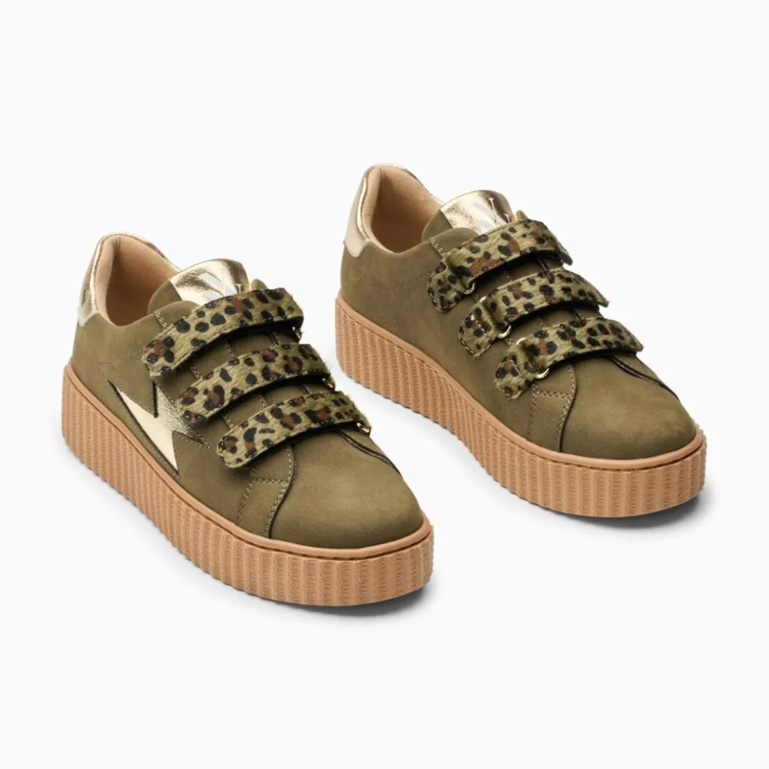 Baskets a scratch femme kaki