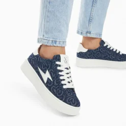 Baskets éclair Enola denim coeur à lacets