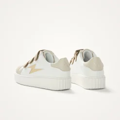 Baskets éclair Michaella blanc et beige à scratchs