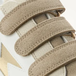 Baskets éclair Michaella blanc et beige à scratchs