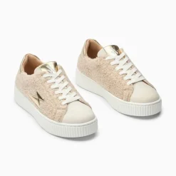 Baskets eclair a lacets beige