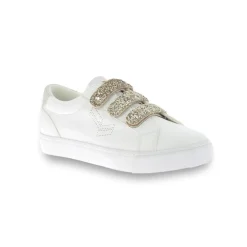 Baskets femme velcro TIPPY blanc-or
