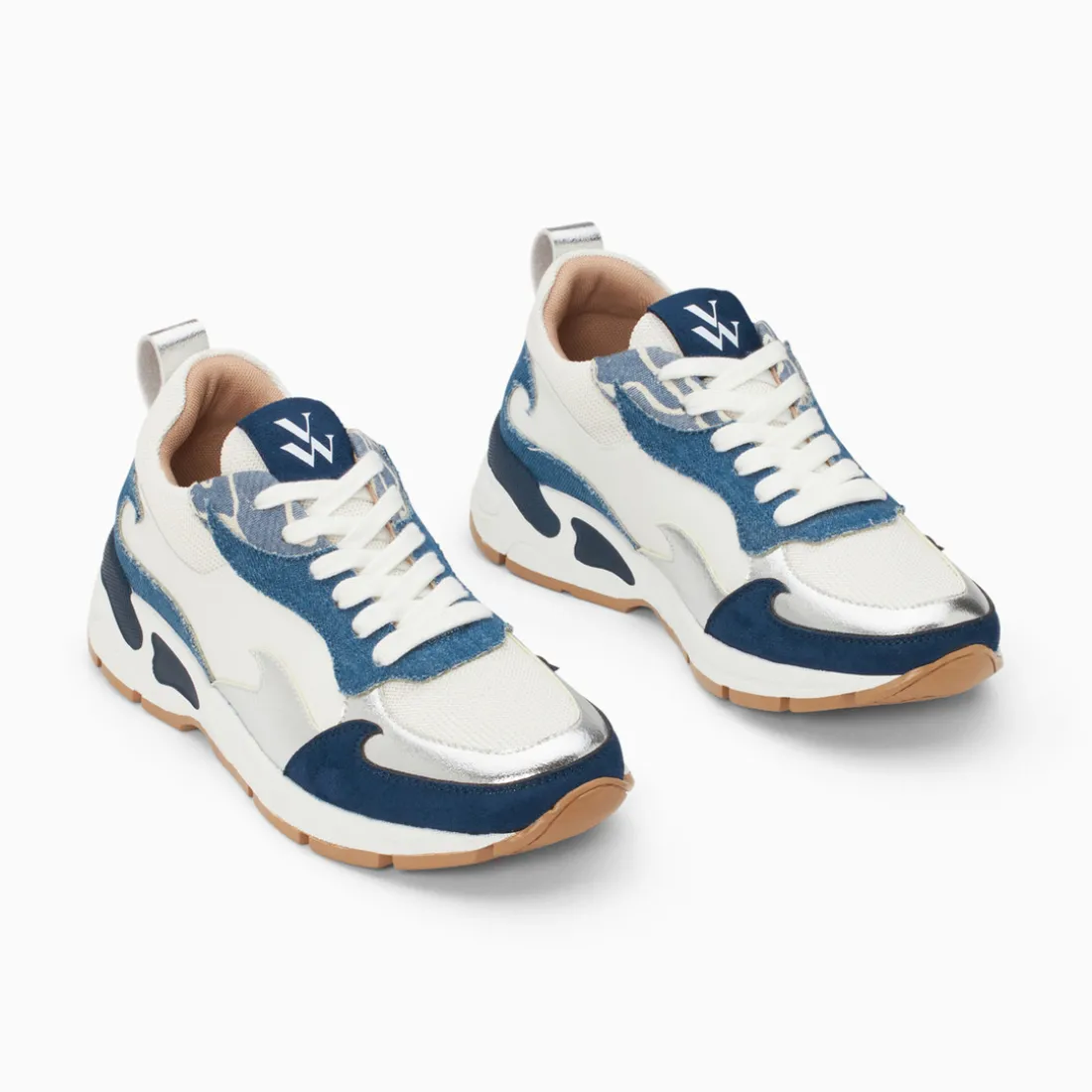 Baskets flamme Juliette blanc et denim