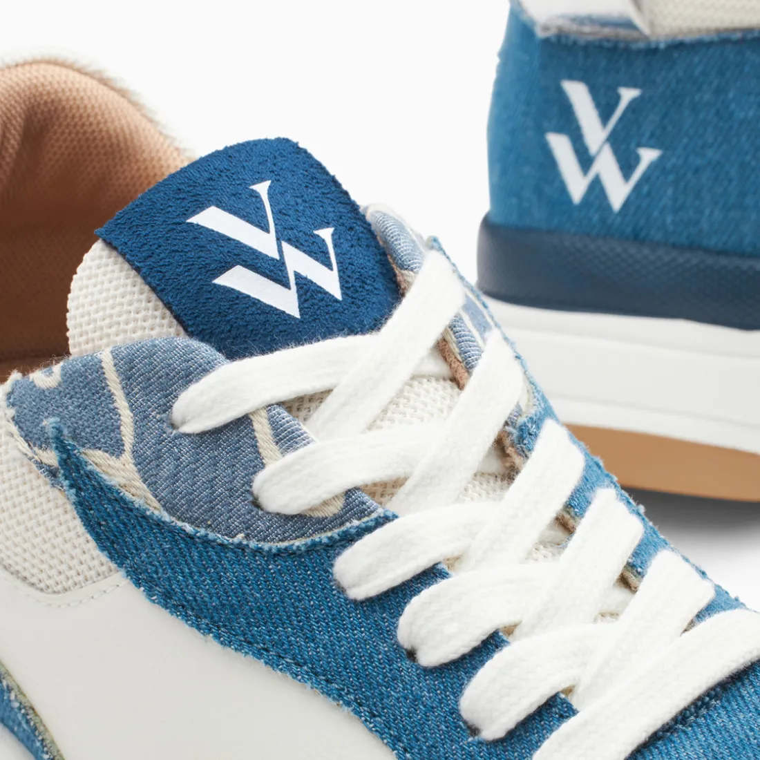 Baskets flamme Juliette blanc et denim
