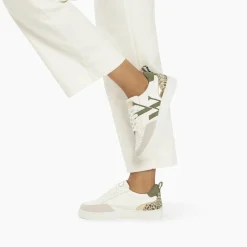 Baskets kaki JOYCE blanc en tissu