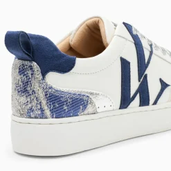 Baskets monogramme bleu et blanc