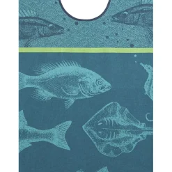 Bavoir jacquard pur coton, POISSONS Bleu