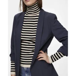 Blazer classique regular fit col à revers bleu Rhea