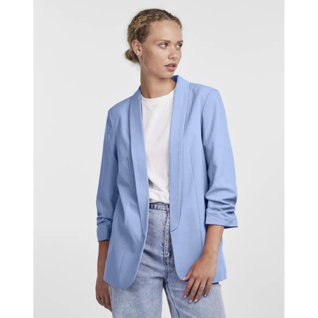 Blazer classique regular fit col à revers bleu Cara
