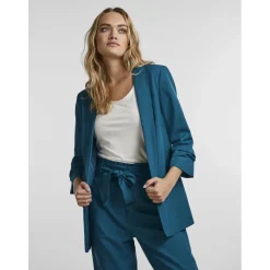 Blazer classique regular fit col à revers turquoise