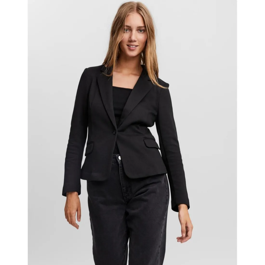 Blazer croisé Regular Fit Col à revers Longueur regular noir
