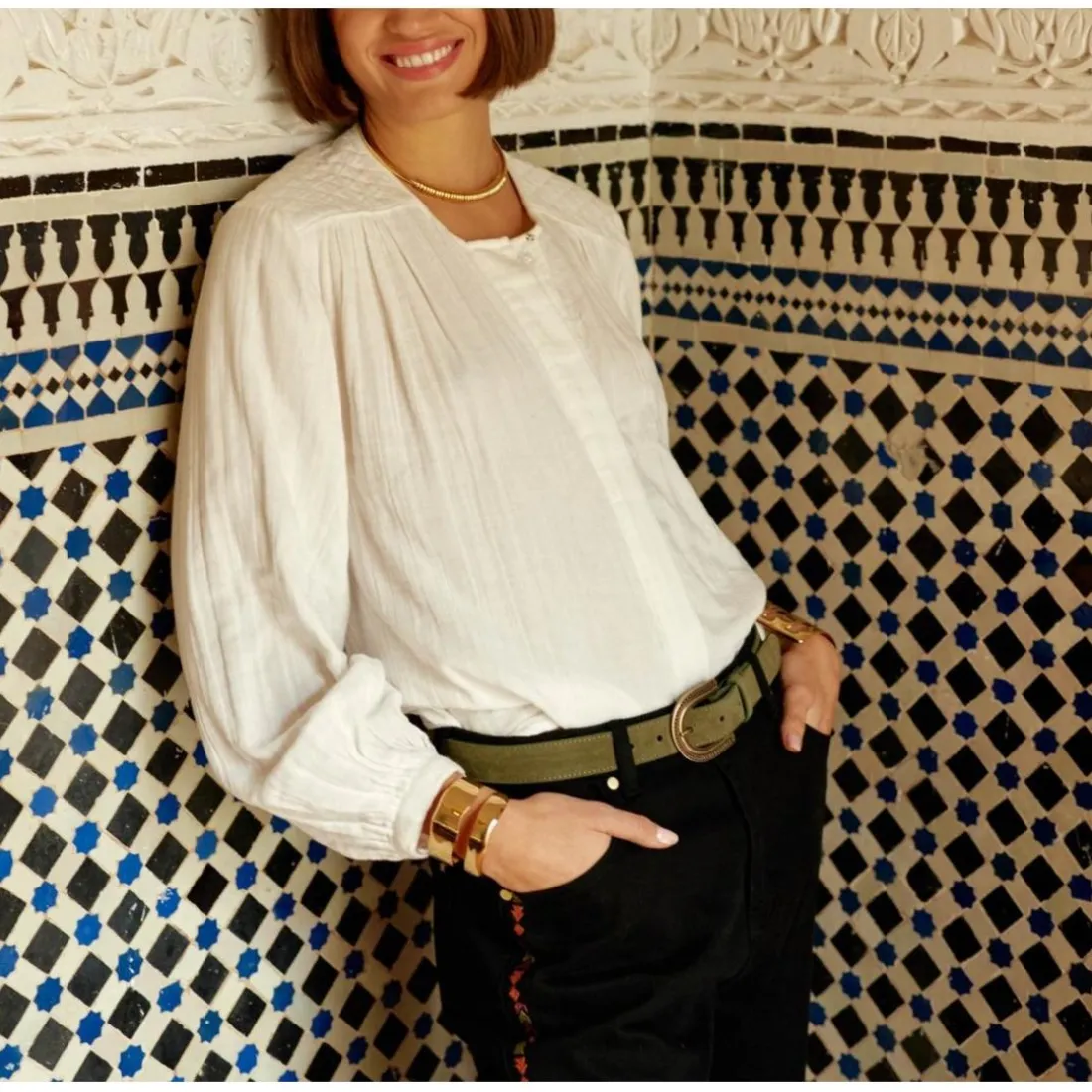 Blouse ample BERLIA blanc en coton