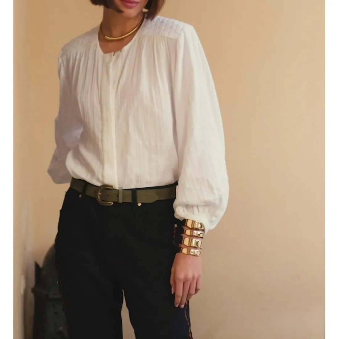 Blouse ample BERLIA blanc en coton