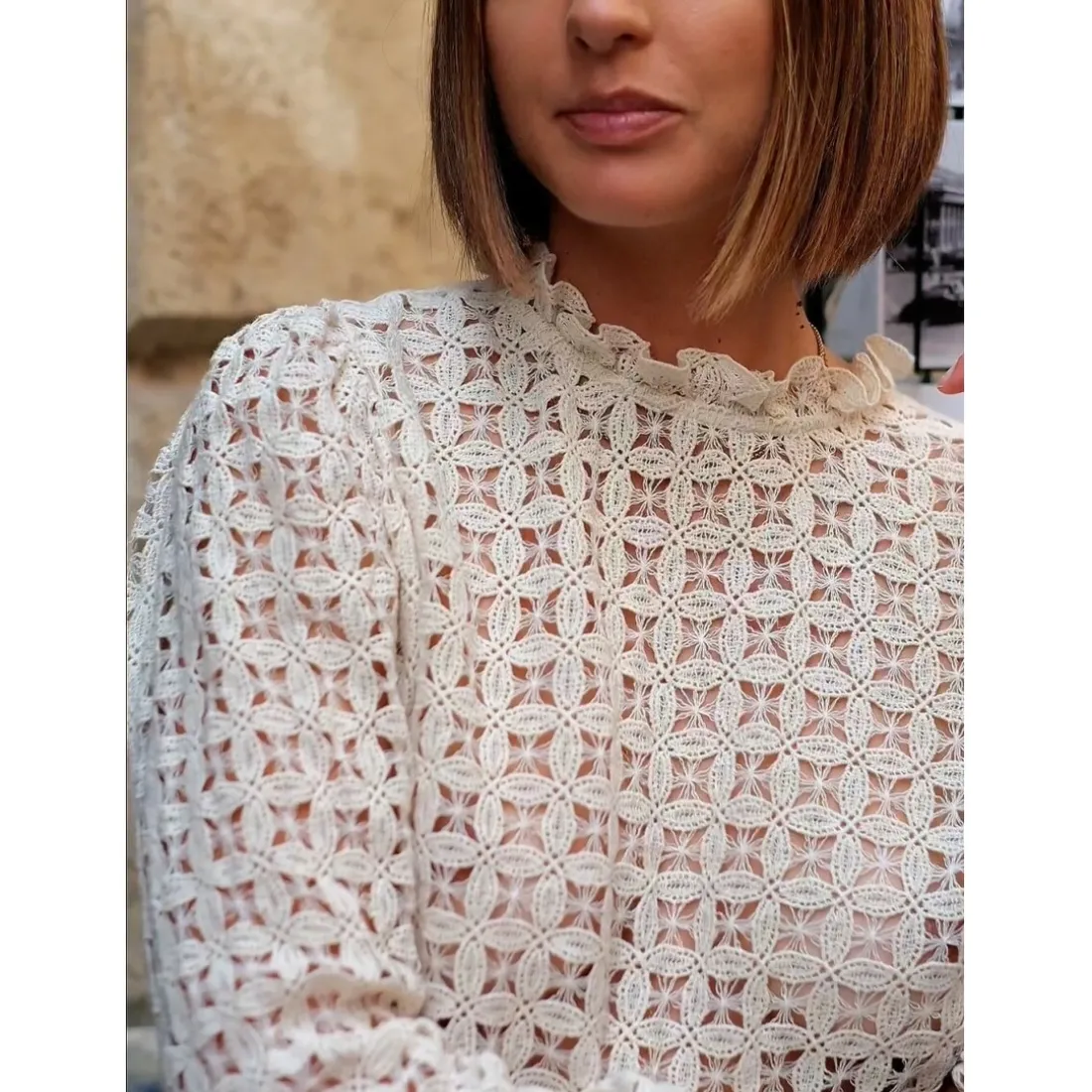 Blouse COSETTE - Beige Naturel en coton
