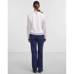 Blouse manches longues col rond blanc en nylon