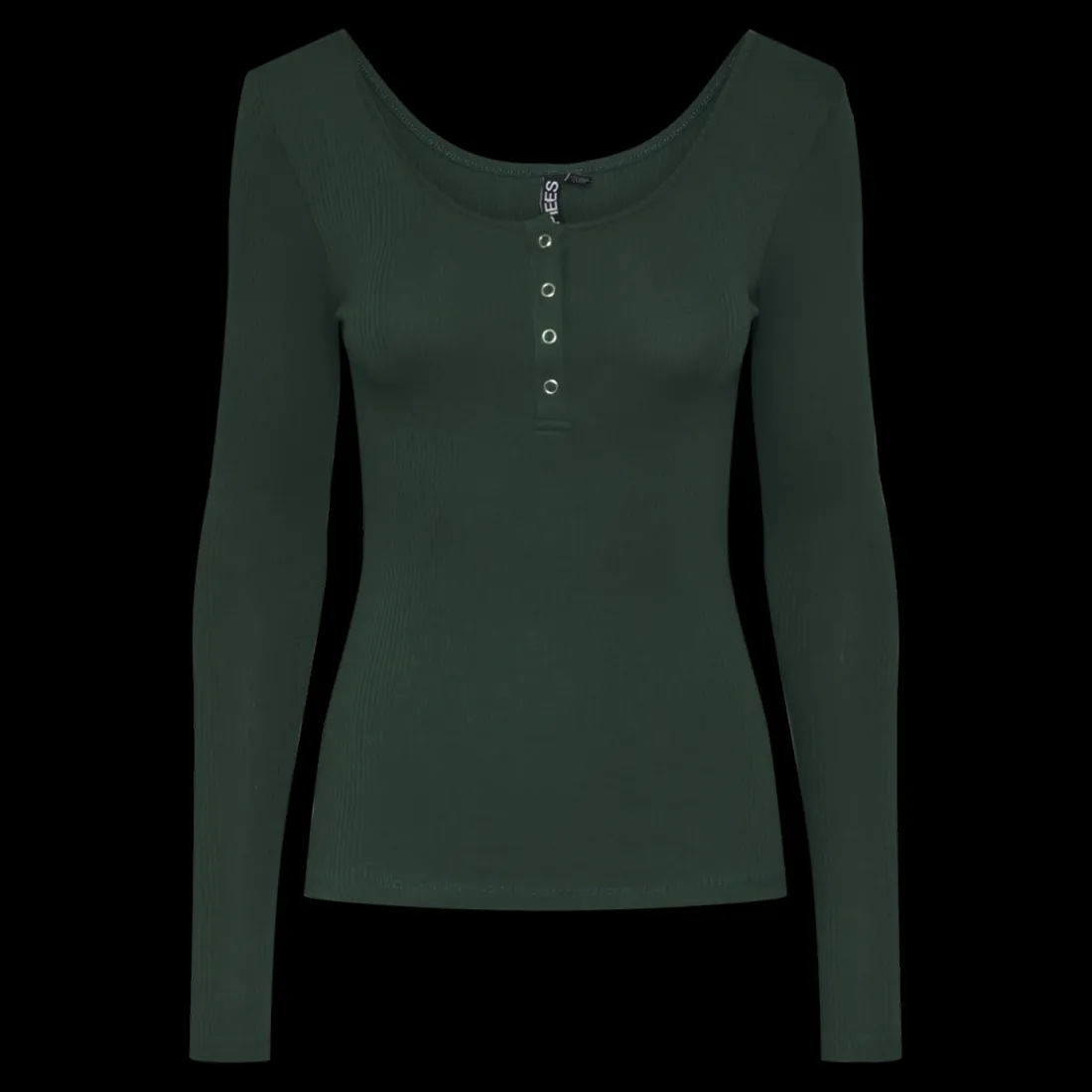 Blouse manches longues col rond vert Eden