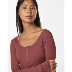 Blouse manches longues col rond rouge Lola