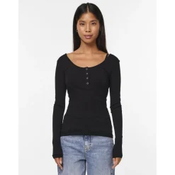 Blouse manches longues col rond noir