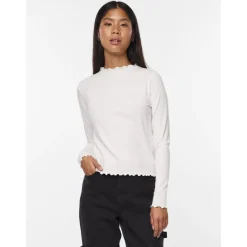 Blouse manches longues col haut blanc en viscose