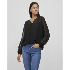 Blouse manches longues noir Pia